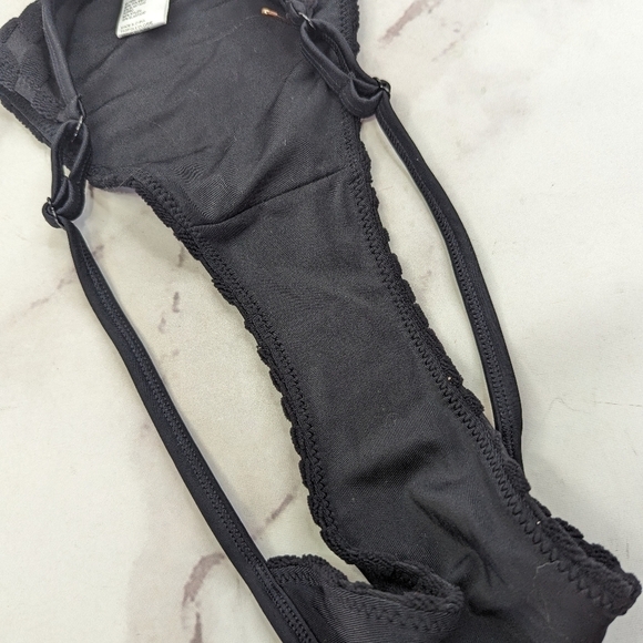 Good American Swim Bottom Women 1 Small Black Jacquard Adjustable Bikini - Picture 9 of 11